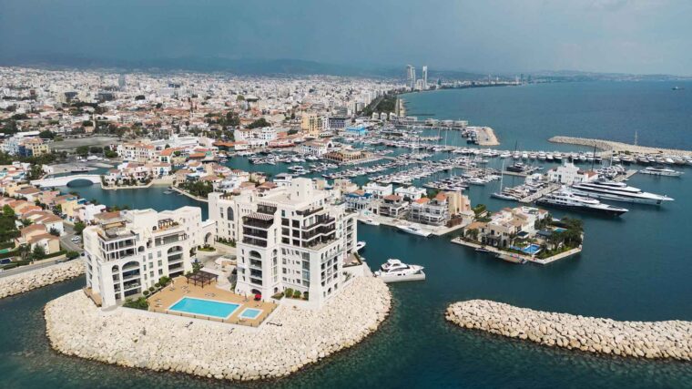 An aerial view of the island of Cyprus.